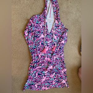 Lilly Pulitzer lobster roll Riley dress EUC xs long sleeve and hood